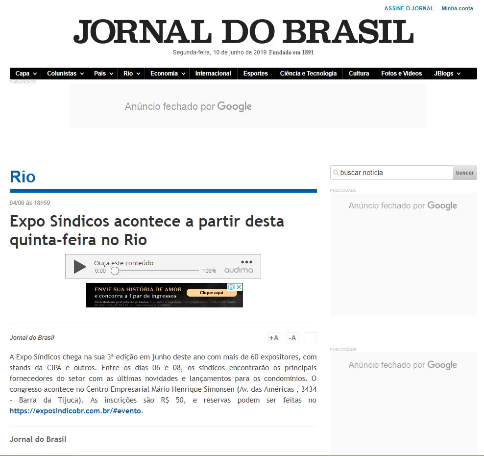 JORNAL DO BRASIL: EXPO SÍNDICOS