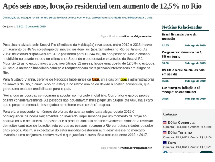 MONITOR MERCANTIL: LOCAÇÃO RESIDENCIAL