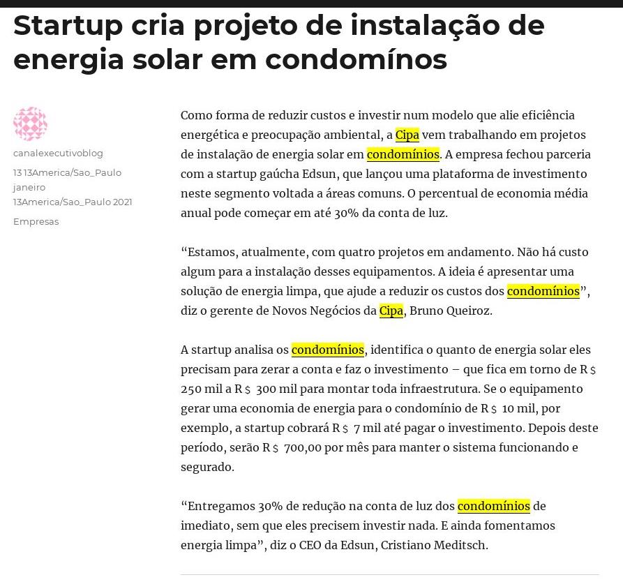 Startup cria projeto de instalação de energia solar