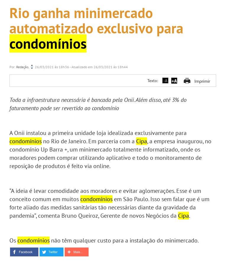 Rio ganha minimercado automatizado exclusivo para condomínios