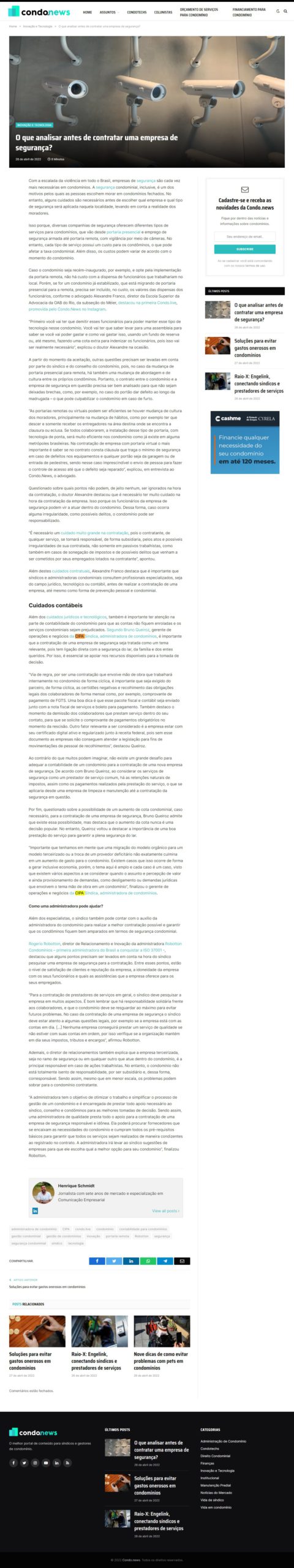 Condo.news: O que analisar antes de contratar uma empresa de segurança?